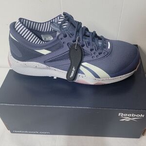 Reebok HITT TR Navy White Pink Womens Composite Toe Work Shoes Size 11.5